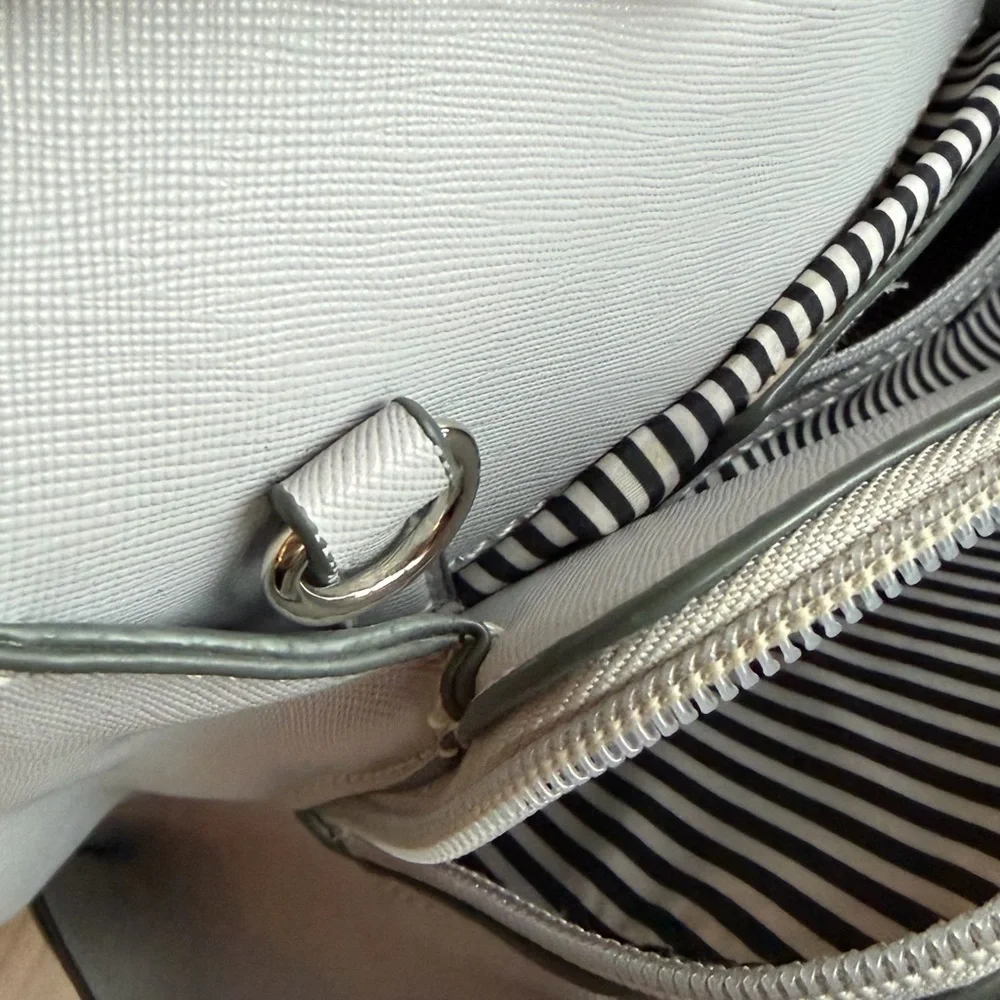Nine West White Satchel Handbag Top‎ Handle Purse Silver Hardware